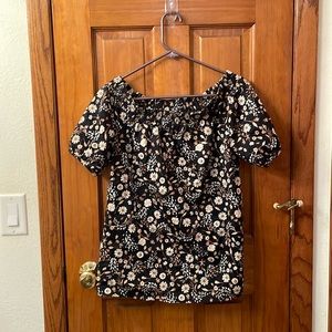 Martha Stewart Floral Top, Off The Shoulder, Stretch Sateen, Size XXS